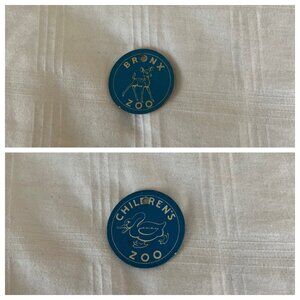 Vtg 1960's Bronx Zoo Deer Children's Zoo Duck Cardboard Token New York City Blue